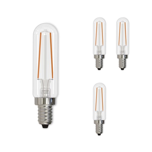 Bulbrite 25w Equivalent T6 Clear Dimmable Edison Clear LED Light Bulb (E12) Candelabra Screw Base, 3000K, 4PK 861929